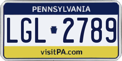 PA license plate LGL2789