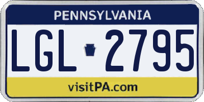 PA license plate LGL2795