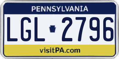 PA license plate LGL2796