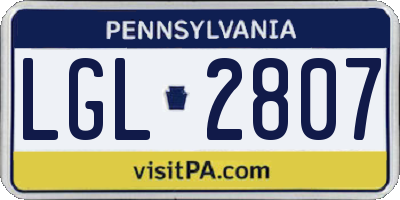 PA license plate LGL2807