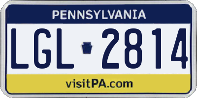 PA license plate LGL2814