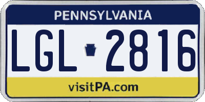 PA license plate LGL2816