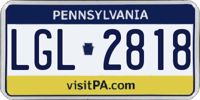PA license plate LGL2818