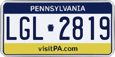 PA license plate LGL2819