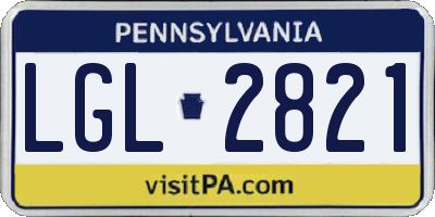 PA license plate LGL2821