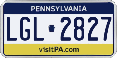 PA license plate LGL2827
