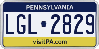 PA license plate LGL2829