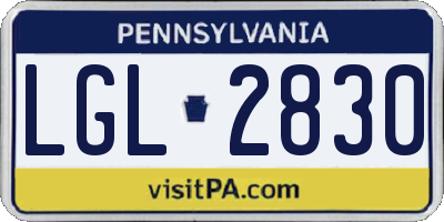PA license plate LGL2830
