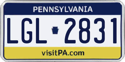 PA license plate LGL2831