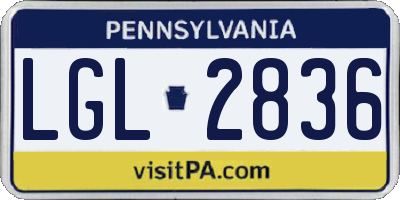 PA license plate LGL2836