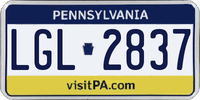 PA license plate LGL2837