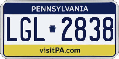 PA license plate LGL2838