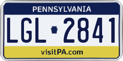 PA license plate LGL2841