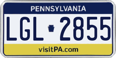 PA license plate LGL2855