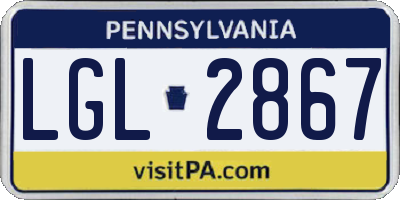 PA license plate LGL2867