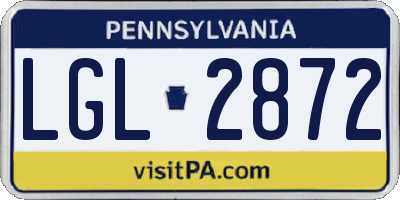PA license plate LGL2872