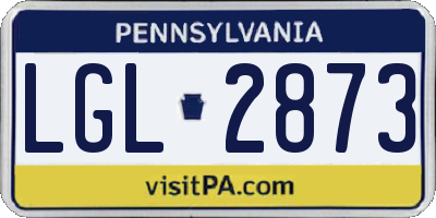 PA license plate LGL2873