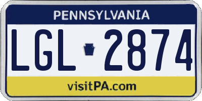 PA license plate LGL2874