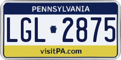 PA license plate LGL2875