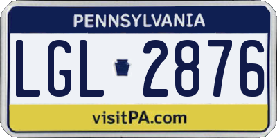 PA license plate LGL2876