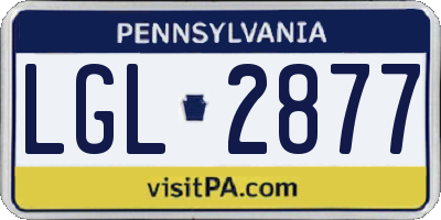 PA license plate LGL2877