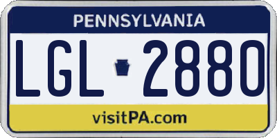 PA license plate LGL2880