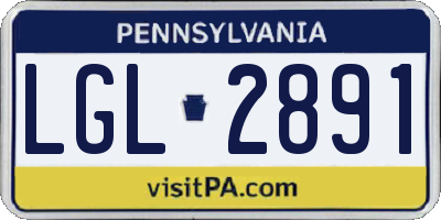 PA license plate LGL2891