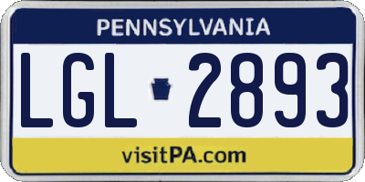 PA license plate LGL2893