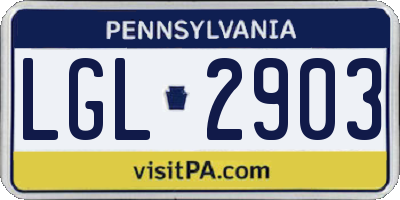 PA license plate LGL2903