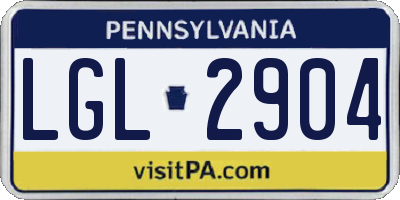 PA license plate LGL2904