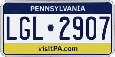 PA license plate LGL2907