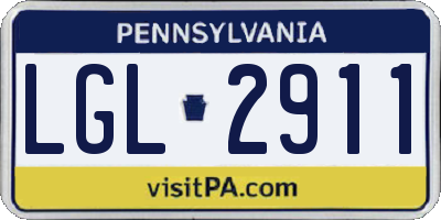 PA license plate LGL2911