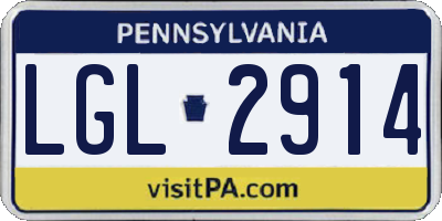 PA license plate LGL2914