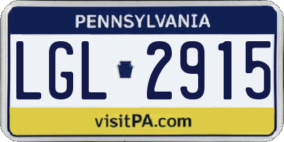 PA license plate LGL2915