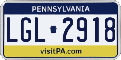 PA license plate LGL2918