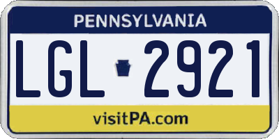 PA license plate LGL2921
