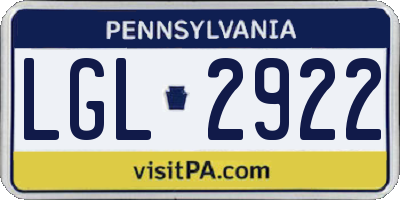 PA license plate LGL2922