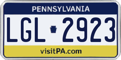 PA license plate LGL2923
