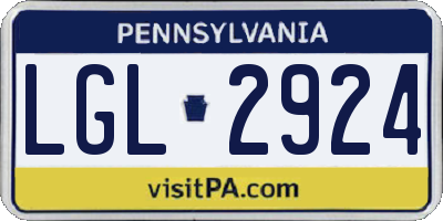 PA license plate LGL2924
