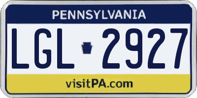 PA license plate LGL2927