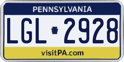 PA license plate LGL2928