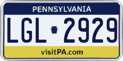 PA license plate LGL2929