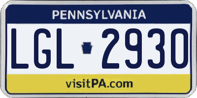 PA license plate LGL2930