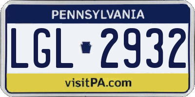 PA license plate LGL2932