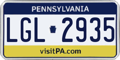 PA license plate LGL2935