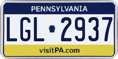 PA license plate LGL2937