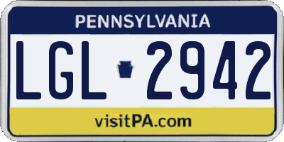PA license plate LGL2942
