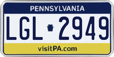 PA license plate LGL2949
