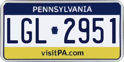 PA license plate LGL2951