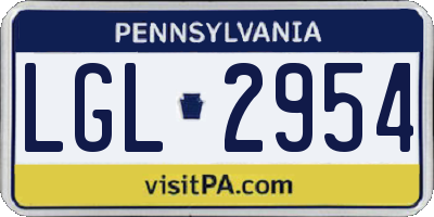 PA license plate LGL2954